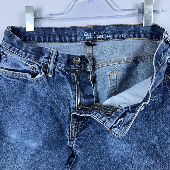Gap Straight Leg Jeans Womens Size 34/34 Stretch Mid Rise Medium Wash Blue - Picture 6 of 14